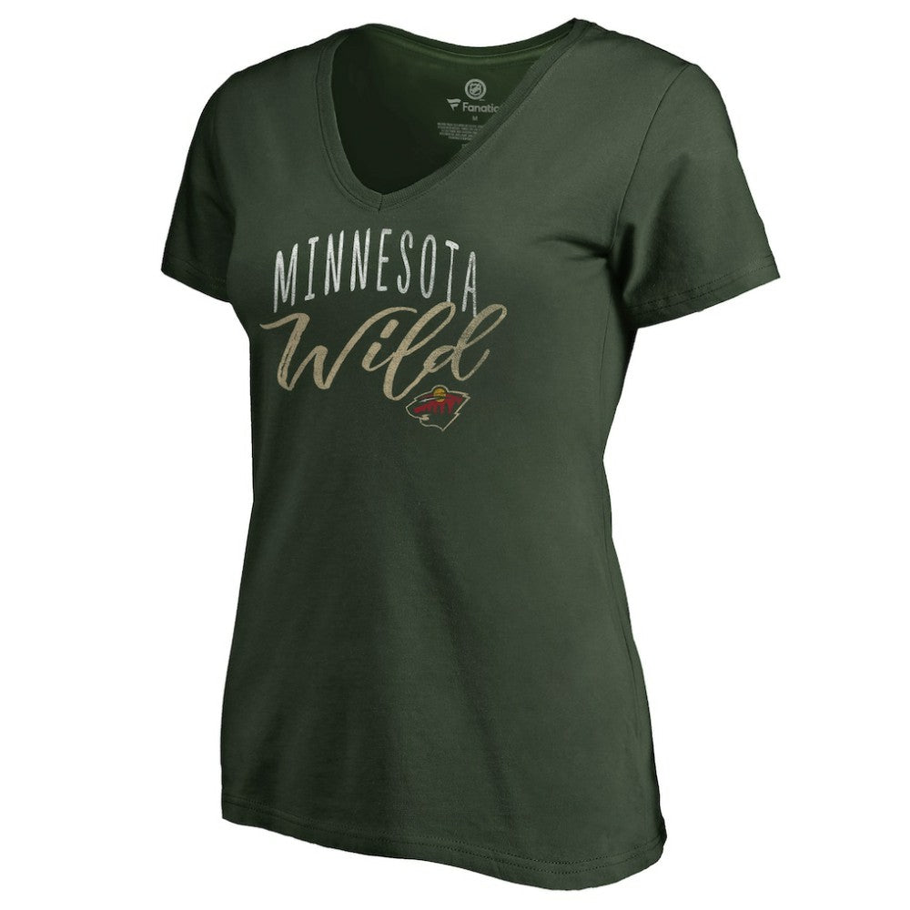 NHL Minnesota Wild Women's Graceful V-Neck T-Shirt - Green