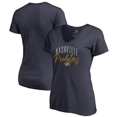 NHL Nashville Predators Women's Graceful V-Neck T-Shirt - Navy