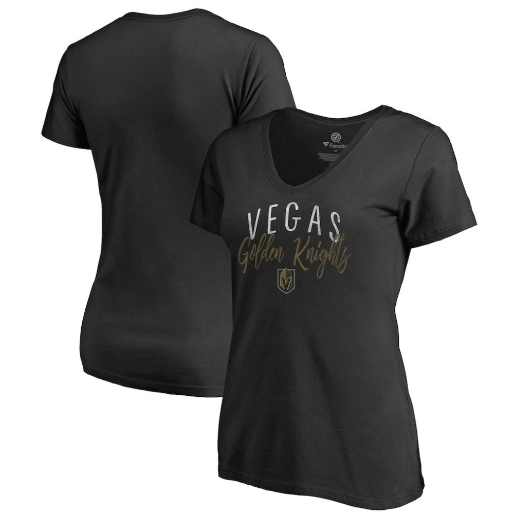 NHL Vegas Golden Knights Women's Graceful V-Neck T-Shirt - Black