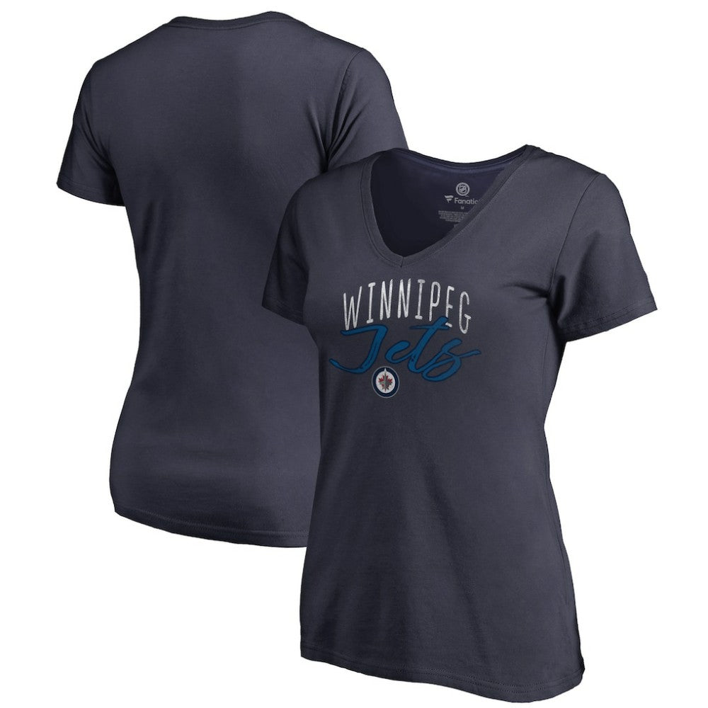 NHL Winnipeg Jets Women's Graceful V-Neck T-Shirt - Navy