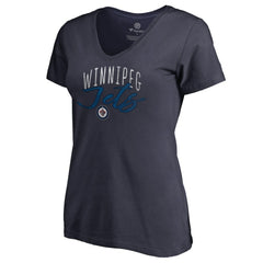 NHL Winnipeg Jets Women's Graceful V-Neck T-Shirt - Navy