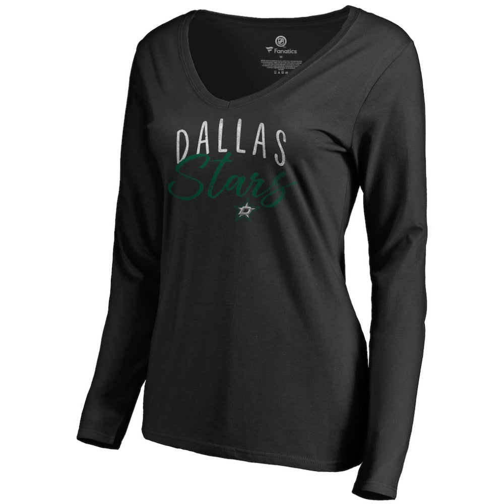 NHL Dallas Stars Women's Graceful Long Sleeve V-Neck T-Shirt - Black