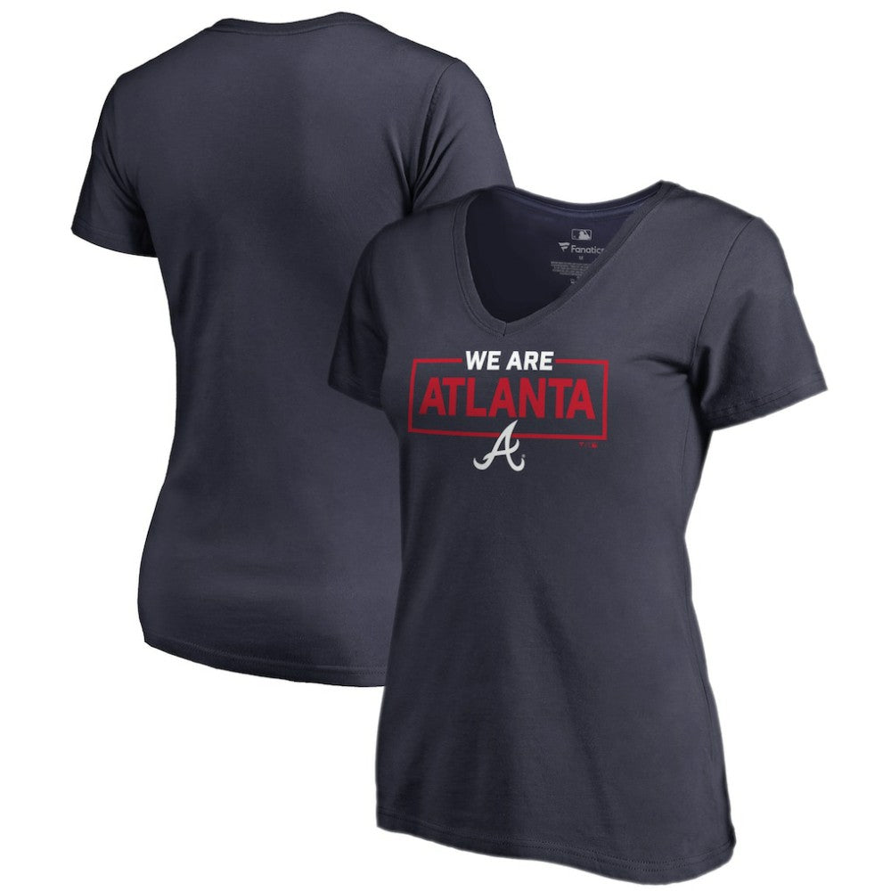 Atlanta Braves Women's We Are Icon V-Neck T-Shirt - Navy T-shirts