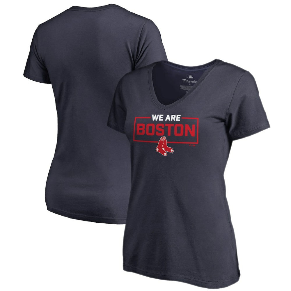 Boston Red Sox Women's We Are Icon V-Neck T-Shirt - Navy T-shirts