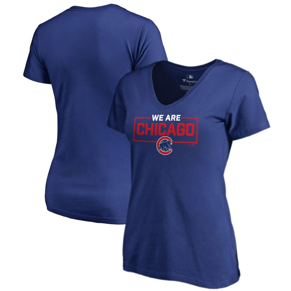 Chicago Cubs Women's We Are Icon V-Neck T-Shirt - Royal T-shirts