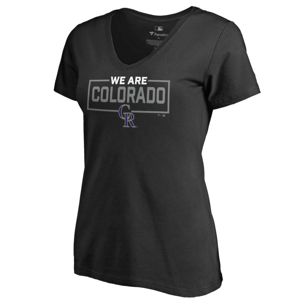 Colorado Rockies Women's We Are Icon V-Neck T-Shirt - Black T-shirts