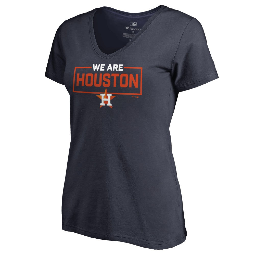 Houston Astros Women's We Are Icon V-Neck T-Shirt - Navy T-shirts