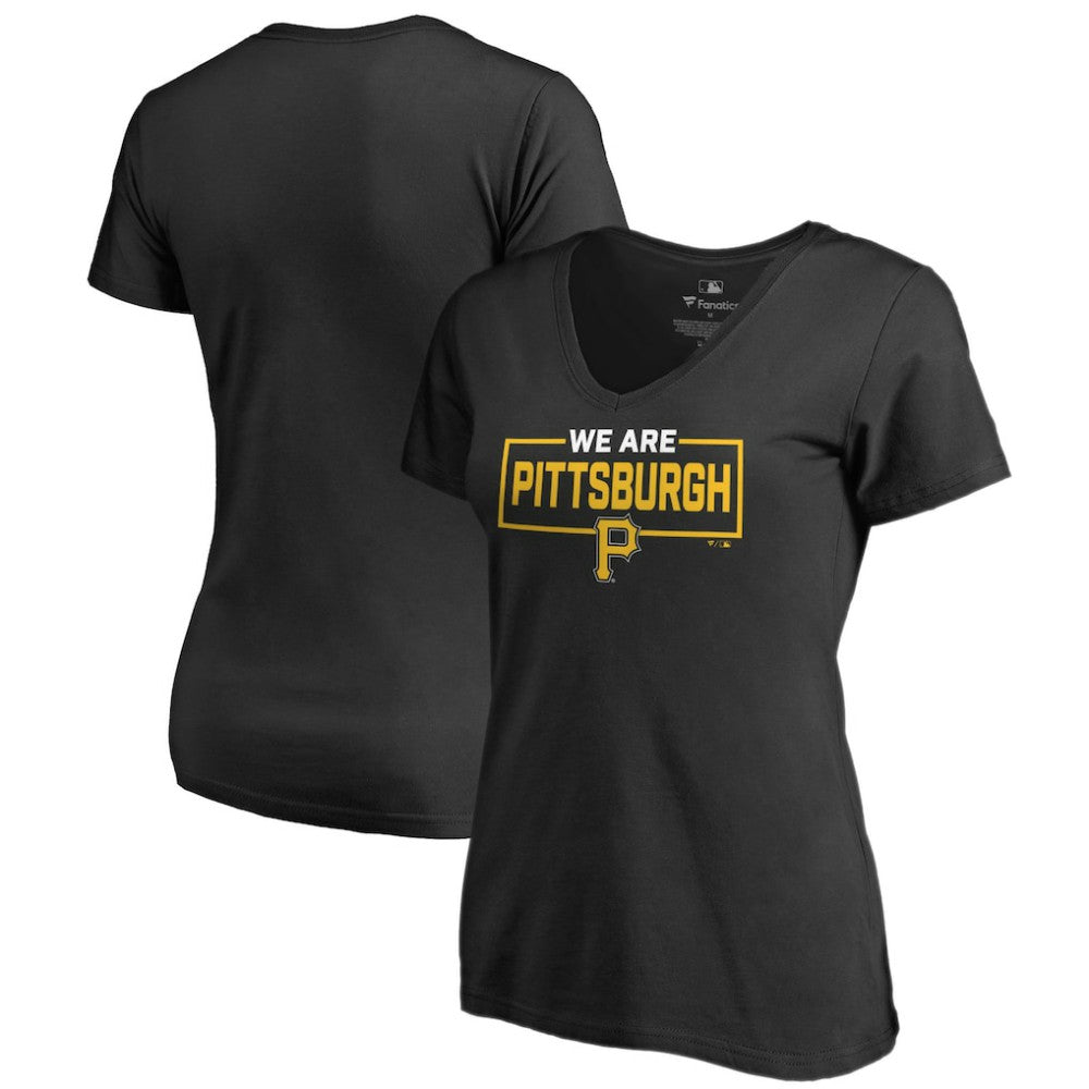 Pittsburgh Pirates Women's We Are Icon V-Neck T-Shirt - Black T-shirts