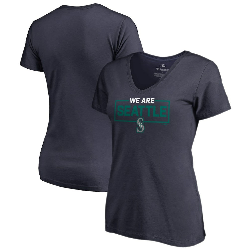 Seattle Mariners Women's We Are Icon V-Neck T-Shirt - Navy T-shirts