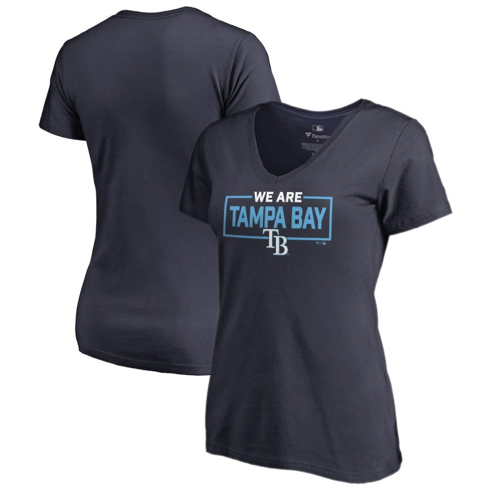 Tampa Bay Rays Women's We Are Icon V-Neck T-Shirt - Navy T-shirts