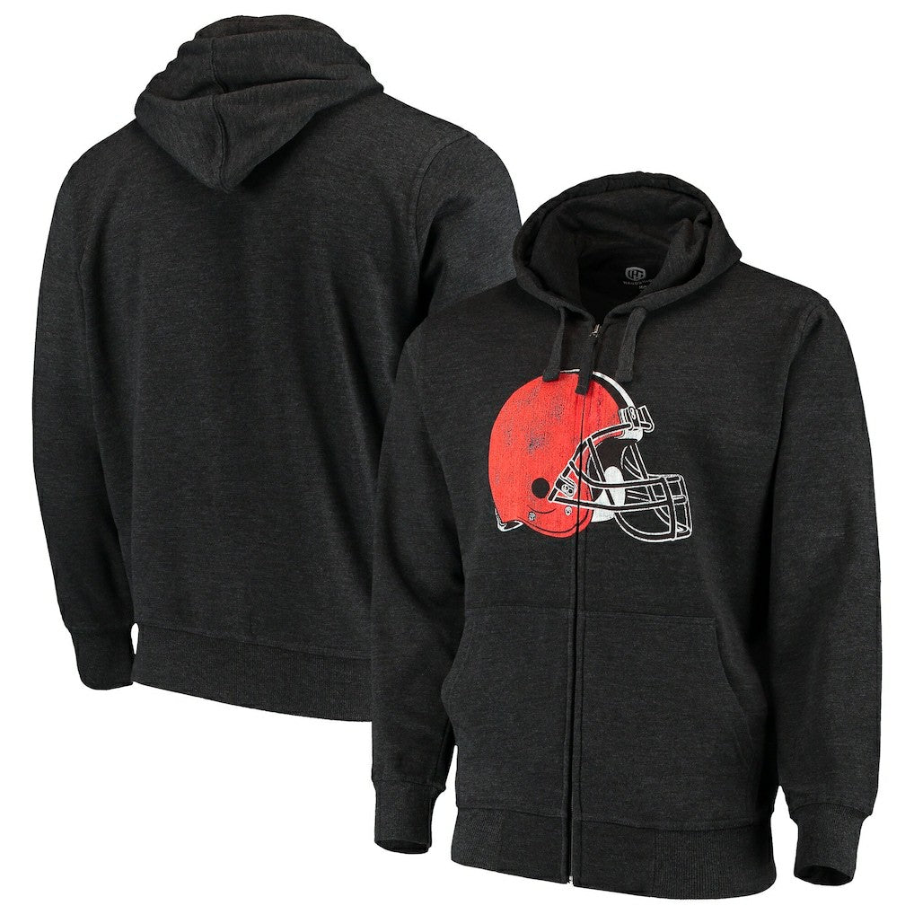 Cleveland Browns G-III Sports by Carl Banks Primary Logo Full-Zip Hoodie Charcoal