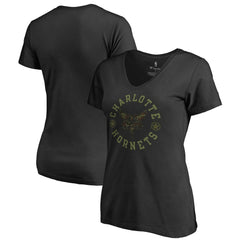 Charlotte Hornets Women's Liberty V-Neck T-Shirt Black