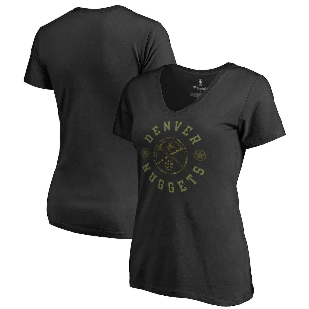 Denver Nuggets Women's Liberty Camo V-Neck T-Shirt Black