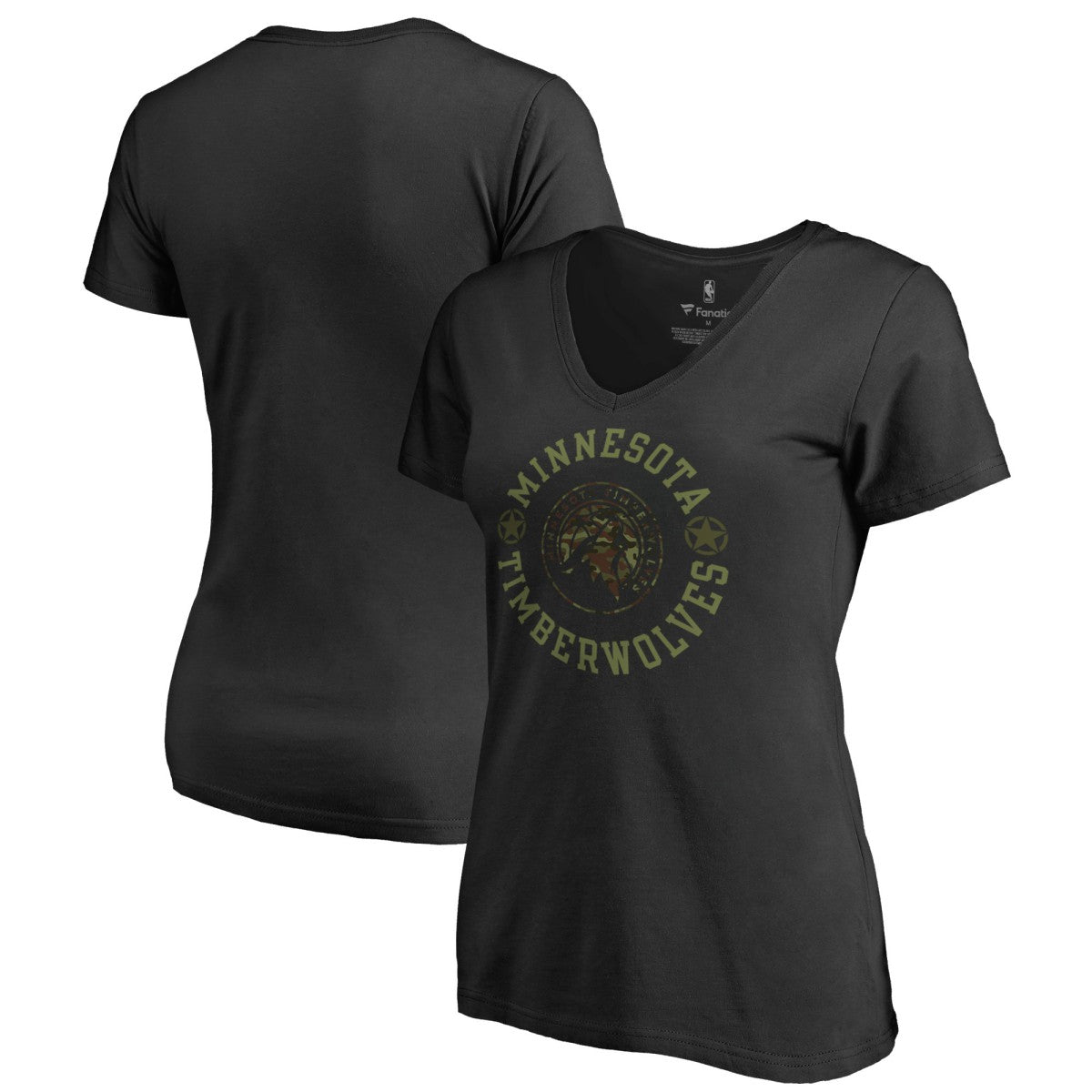 Minnesota Timberwolves Women's Liberty V-Neck T-Shirt Black