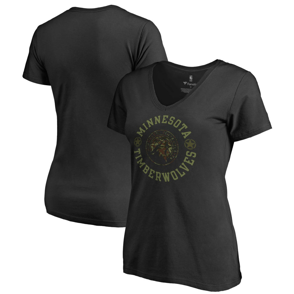 Minnesota Timberwolves Women's Liberty V-Neck T-Shirt Black