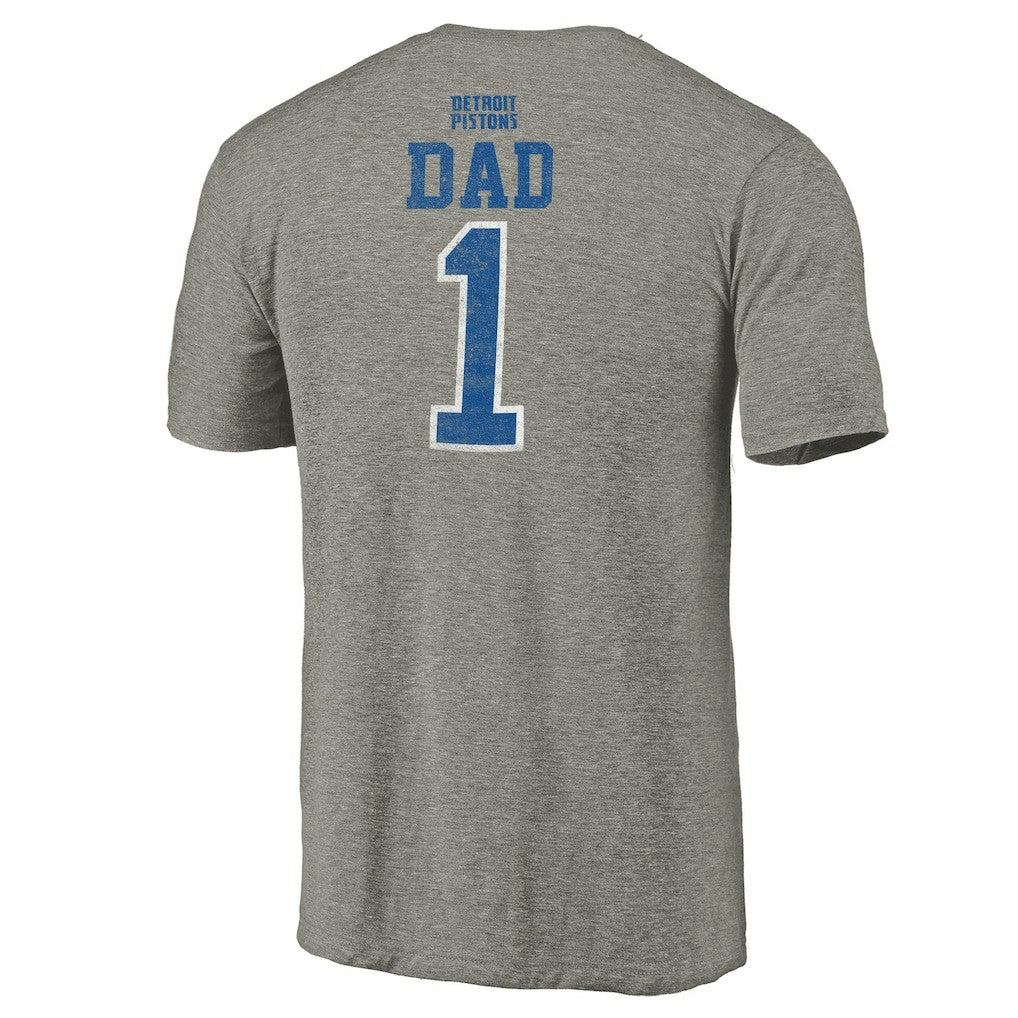 Detroit Pistons Greatest Dad Tri-Blend T-Shirt Gray