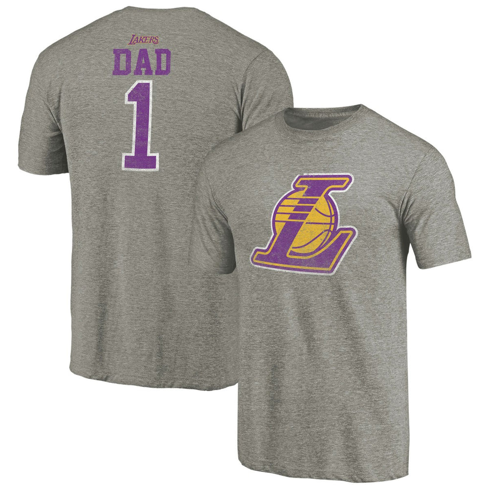 Los Angeles Lakers Greatest Dad Tri-Blend T-Shirt Gray