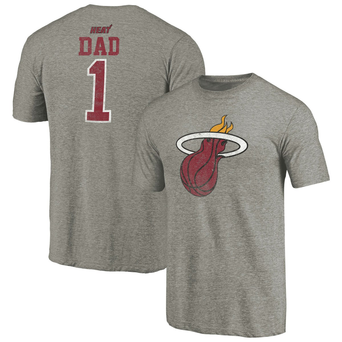 Miami Heat Greatest Dad Tri-Blend T-Shirt Gray