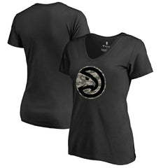 Atlanta Hawks Women's Cloak Camo V-Neck T-Shirt Black