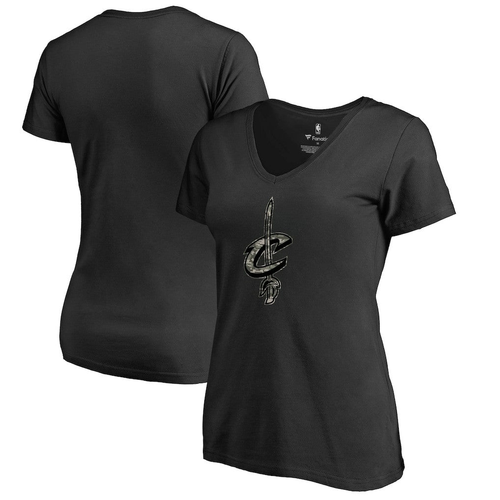 Cleveland Cavaliers Women's Cloak Camo V-Neck T-Shirt Black
