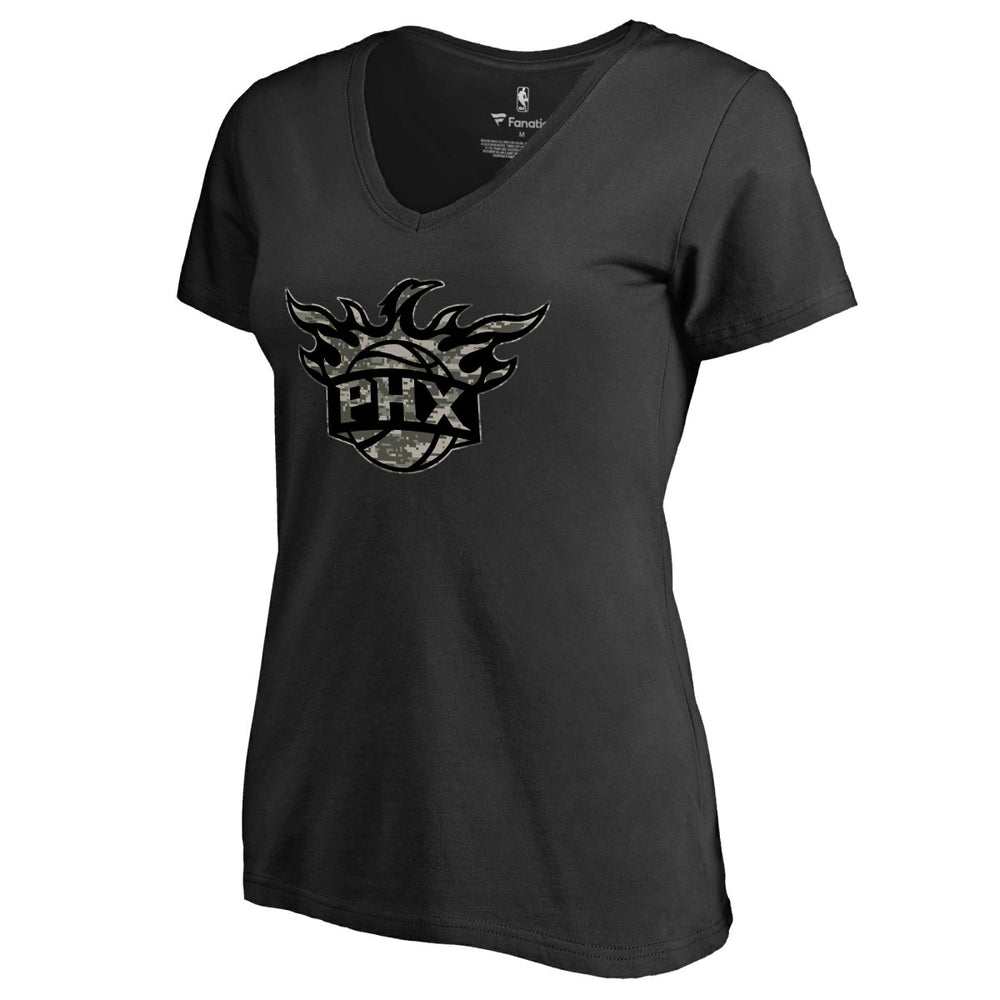 Phoenix Suns Women's Cloak Camo V-Neck T-Shirt Black