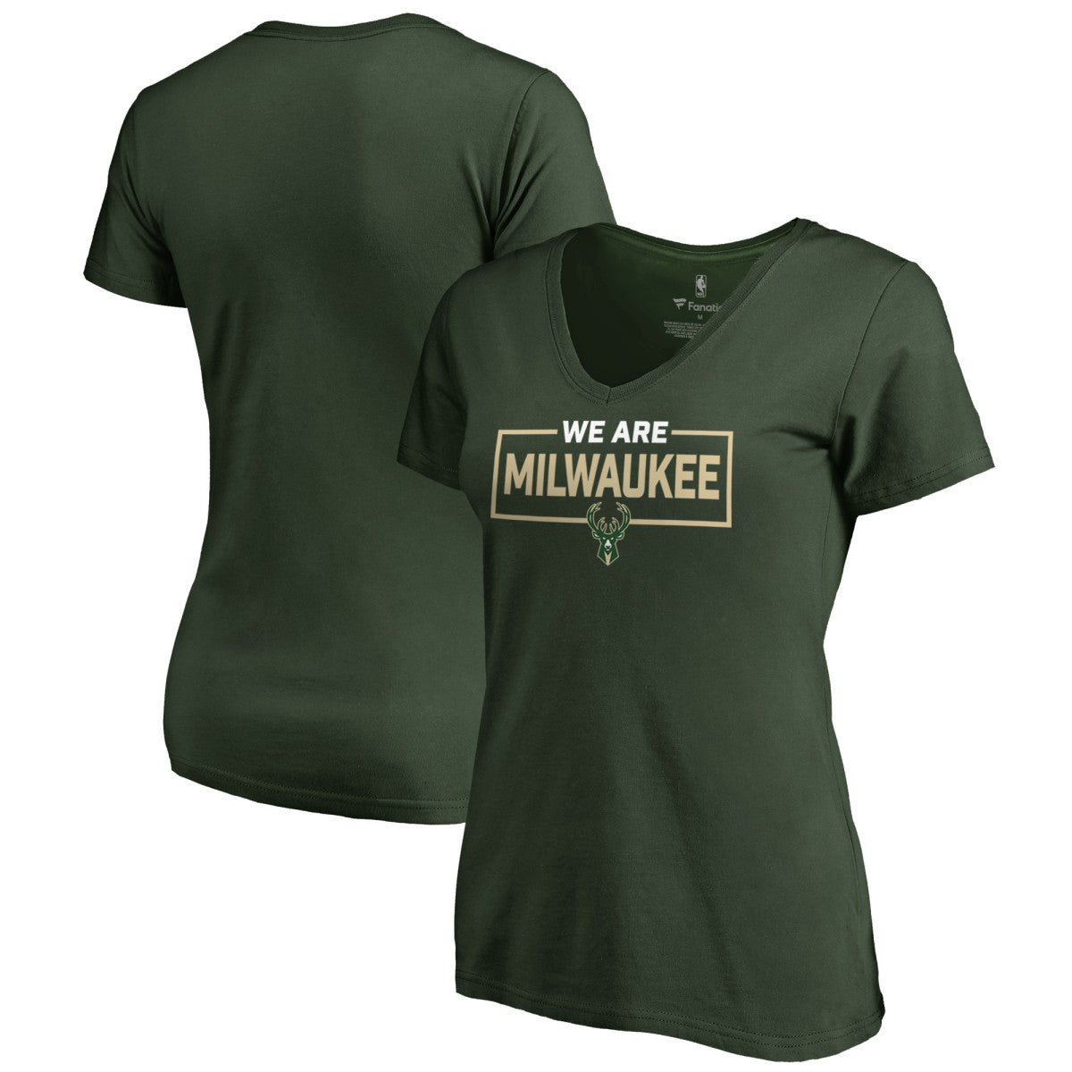 Milwaukee Bucks Women's We Are Iconic Collection V-Neck T-Shirt Green