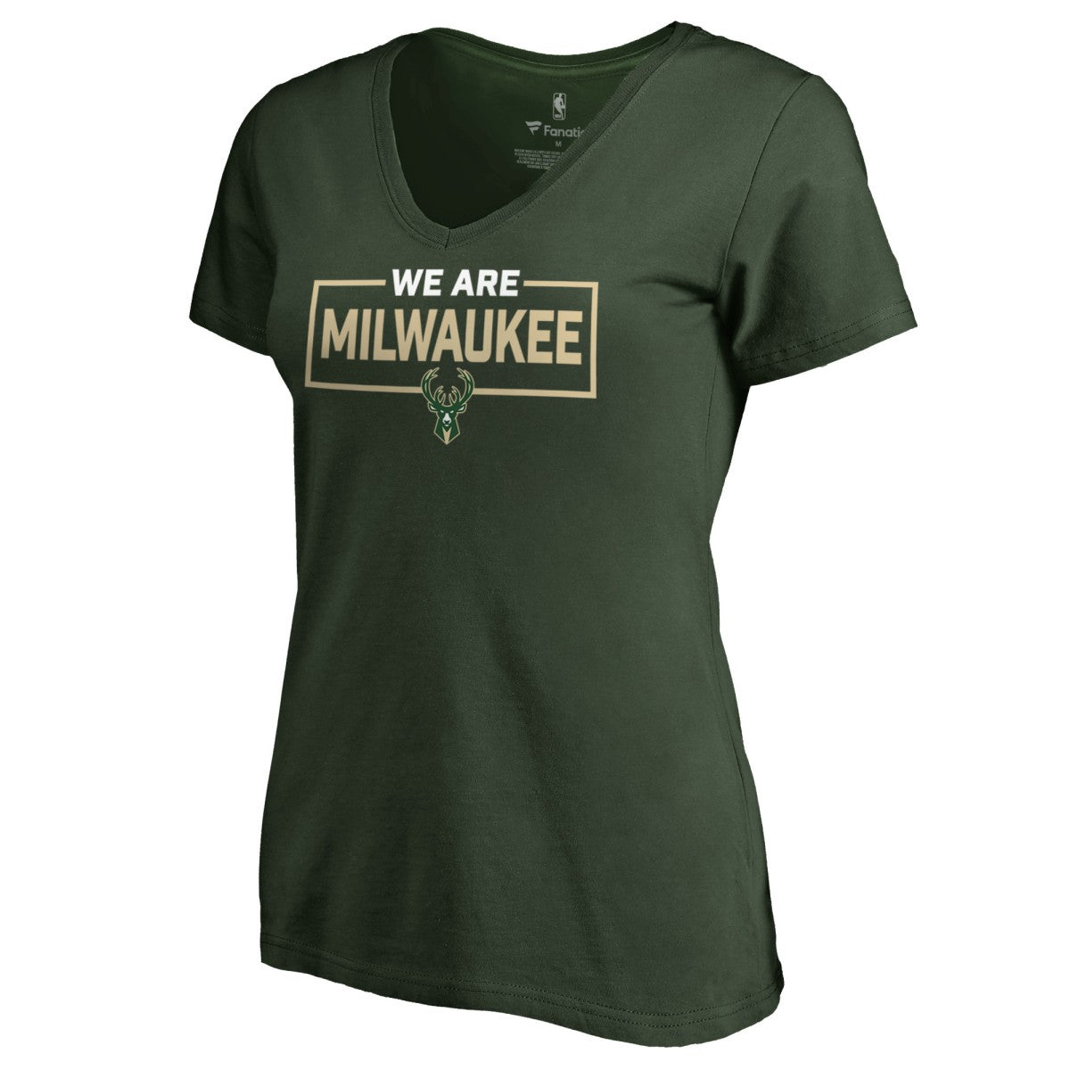 Milwaukee Bucks Women's We Are Iconic Collection V-Neck T-Shirt Green