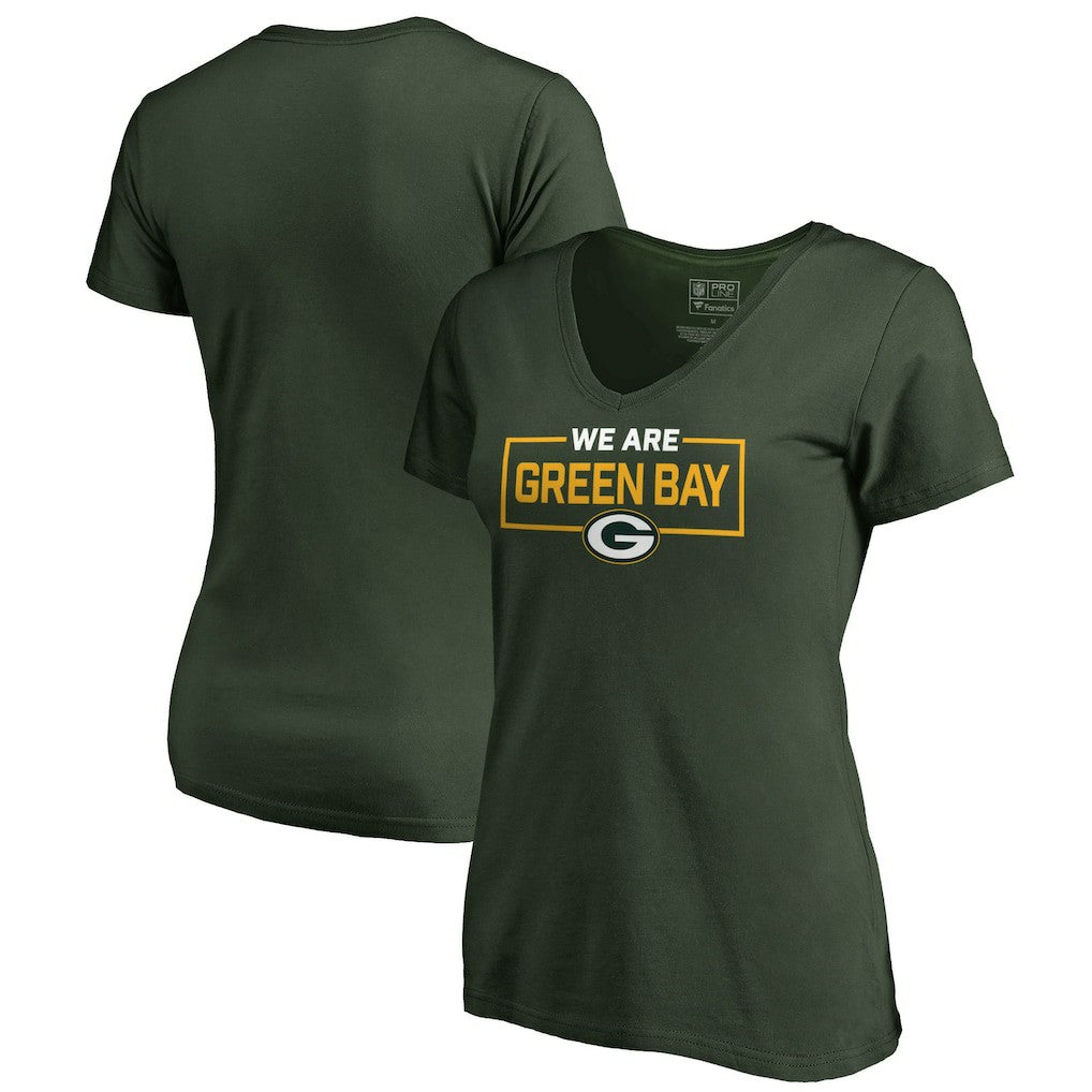 Green Bay Packers Women's We Are Icon V-Neck T-Shirt Green