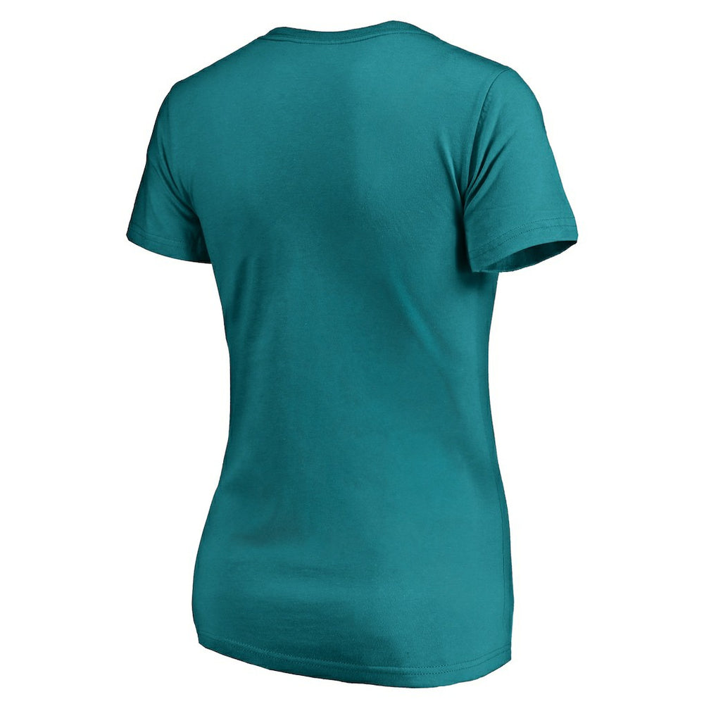 Miami Dolphins Women's We Are Icon V-Neck T-Shirt Aqua