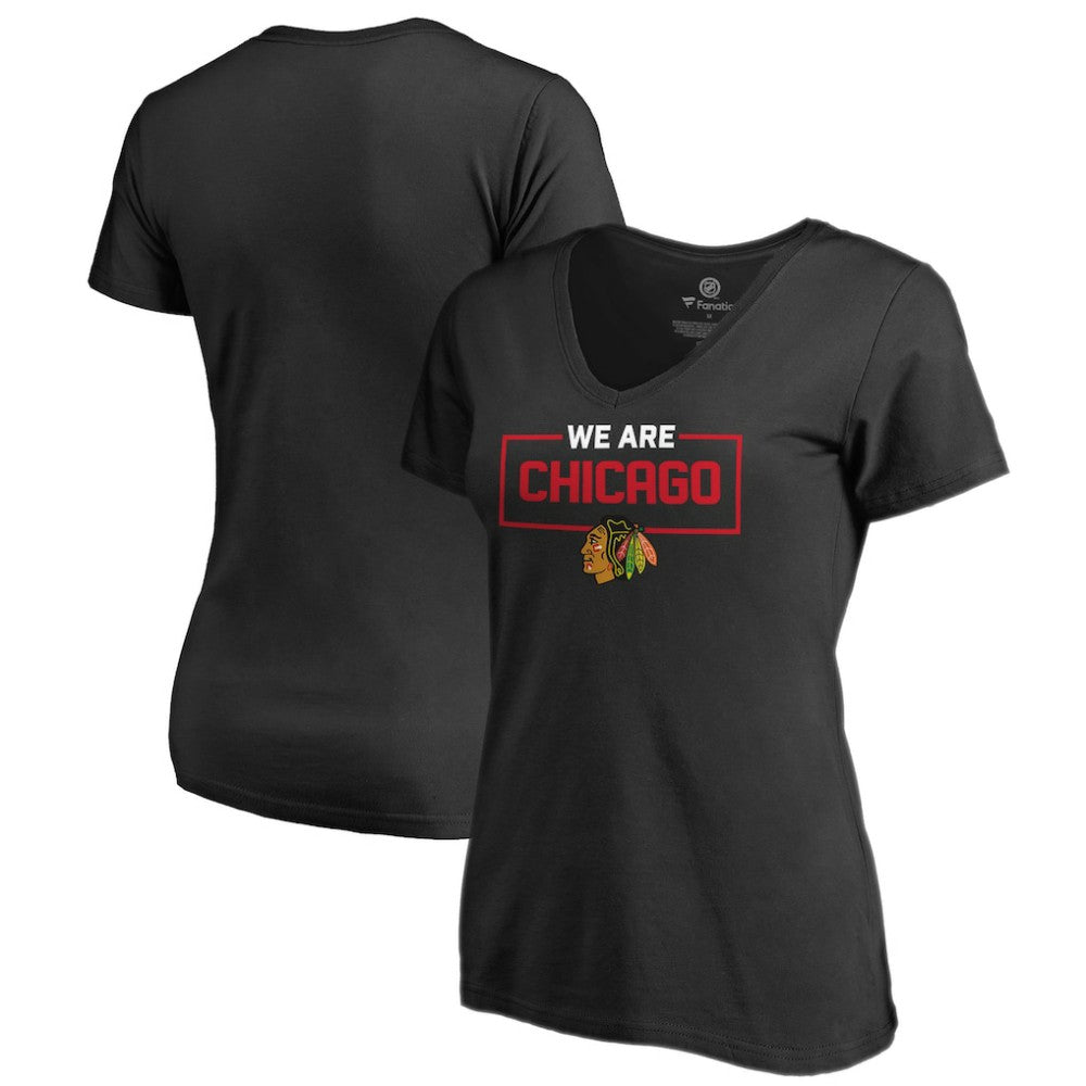 NHL Chicago Blackhawks Women's Iconic Collection V-Neck T-Shirt - Black