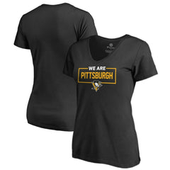 NHL Pittsburgh Penguins Women's Iconic Collection V-Neck T-Shirt - Black