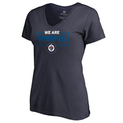 NHL Winnipeg Jets Women's Iconic Collection V-Neck T-Shirt - Navy