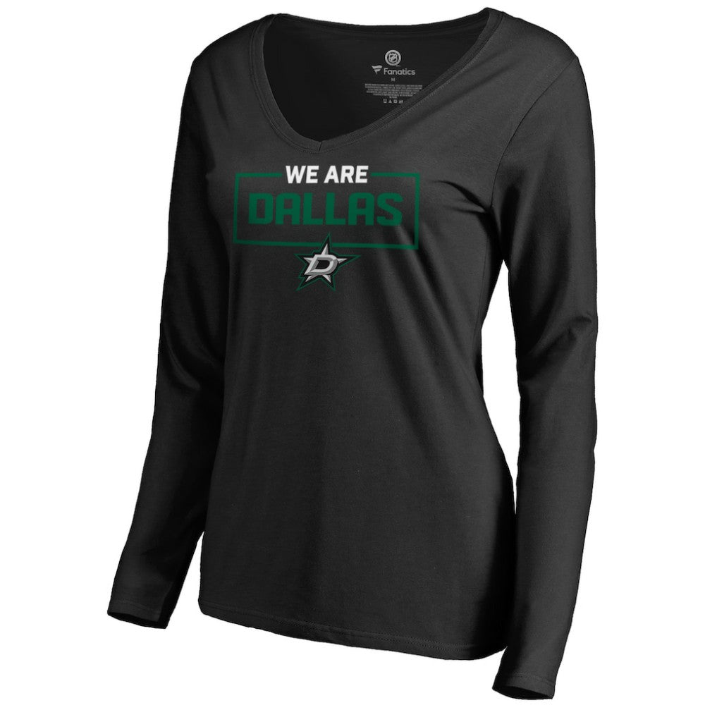 NHL Dallas Stars Women's Iconic Collection We Are Long Sleeve V-Neck T-Shirt - Black