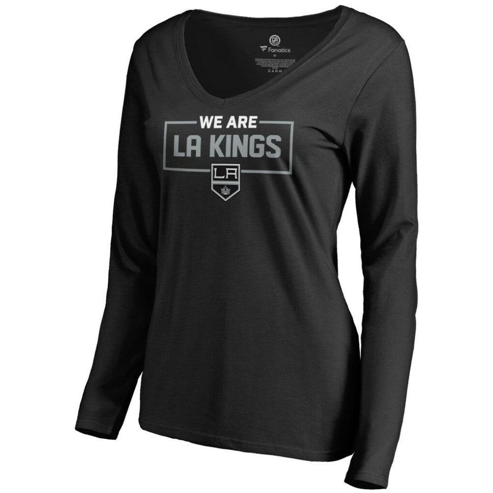 NHL Los Angeles Kings Women's Iconic Collection We Are Long Sleeve V-Neck T-Shirt - Black