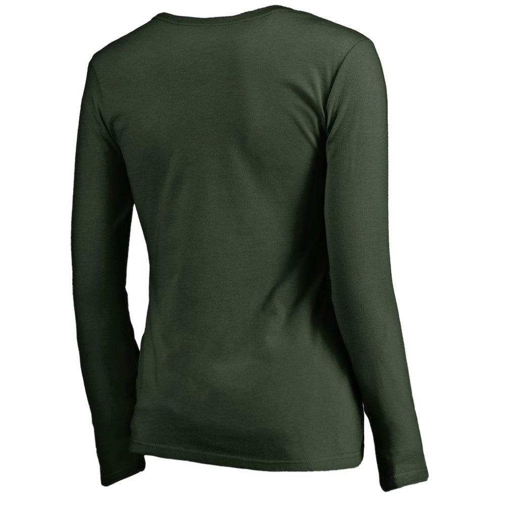 NHL Minnesota Wild Women's Iconic Collection We Are Long Sleeve V-Neck T-Shirt - Green