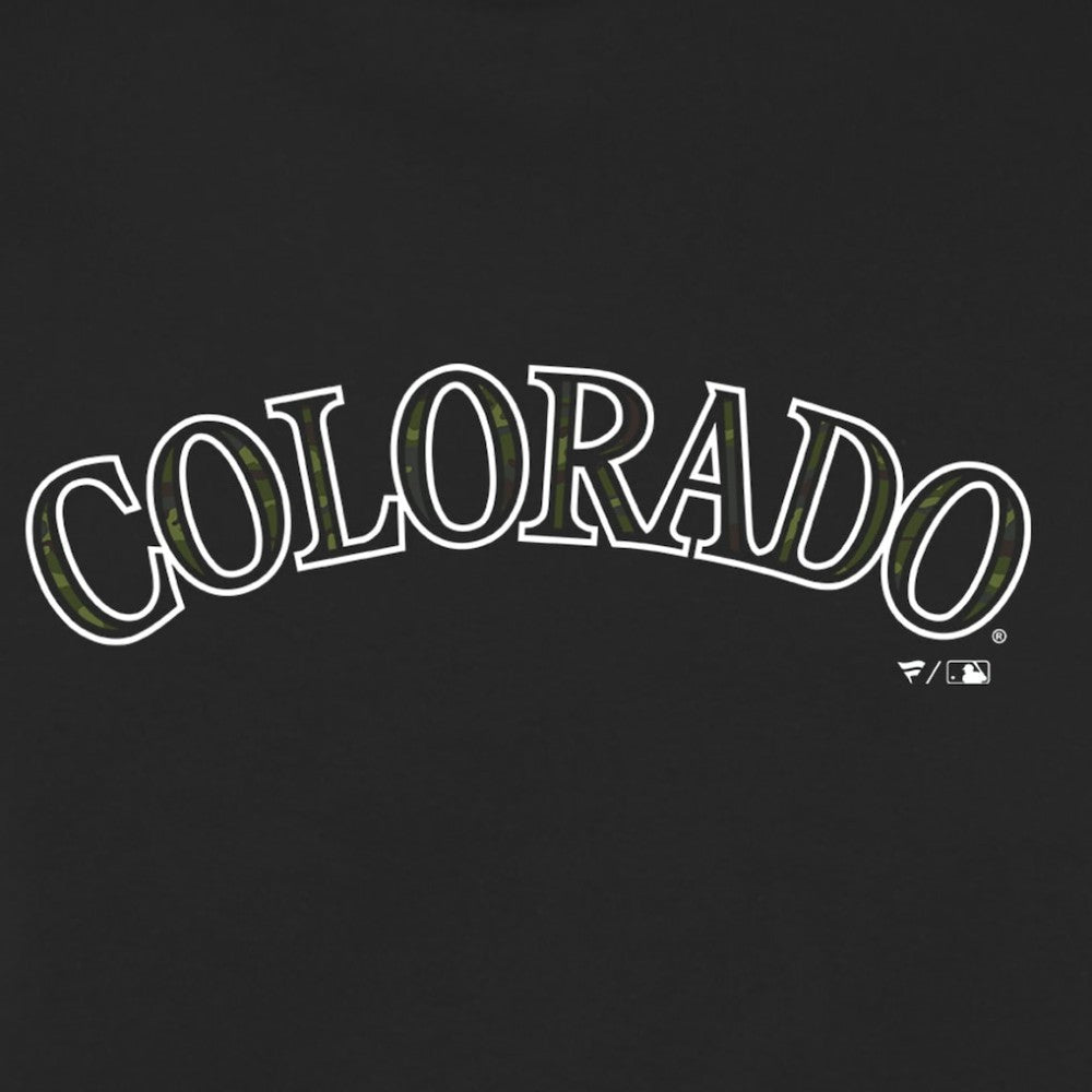 Colorado Rockies Armed Forces Wordmark T-Shirt - Black T-shirts