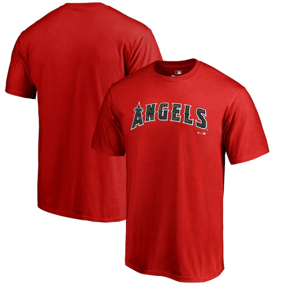 Los Angeles Angels Armed Forces Wordmark T-Shirt - Red T-shirts