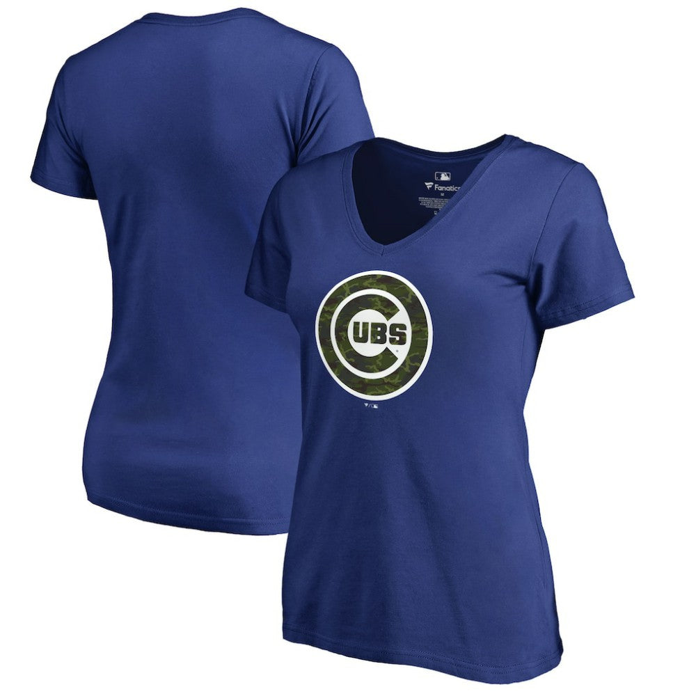 Chicago Cubs Women's Armed Forces Wordmark T-Shirt - Royal T-shirts