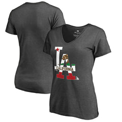 Los Angeles Dodgers Women's Hometown Collection Cali Flag T-Shirt - Heathered Charcoal T-shirts