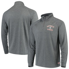 Detroit Tigers Stitches Team Raglan Quarter-Zip Pullover Jacket - Heathered Charcoal Jackets