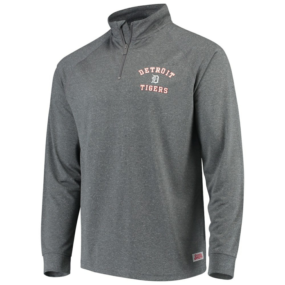 Detroit Tigers Stitches Team Raglan Quarter-Zip Pullover Jacket - Heathered Charcoal Jackets