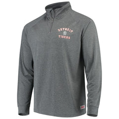Detroit Tigers Stitches Team Raglan Quarter-Zip Pullover Jacket - Heathered Charcoal Jackets