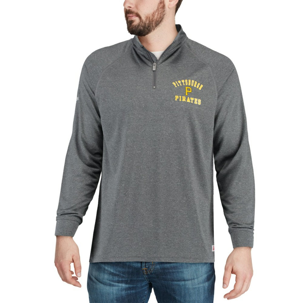 Pittsburgh Pirates Stitches Team Raglan Quarter-Zip Pullover Jacket - Heathered Charcoal Jackets