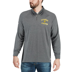 Pittsburgh Pirates Stitches Team Raglan Quarter-Zip Pullover Jacket - Heathered Charcoal Jackets