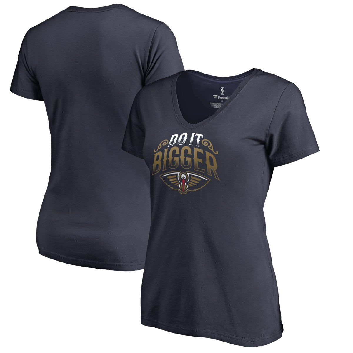 New Orleans Pelicans Women's Hometown Collection Do It Bigger V-Neck T-Shirt Navy