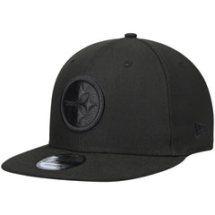 Pittsburgh Steelers New Era Black On Black 9FIFTY Adjustable Hat Black