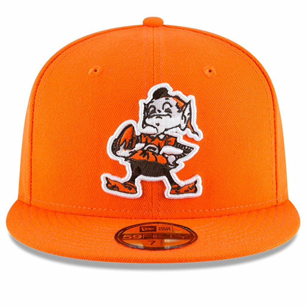 Cleveland Browns New Era Omaha Brownie The Elf Throwback 59FIFTY Fitted Hat Orange