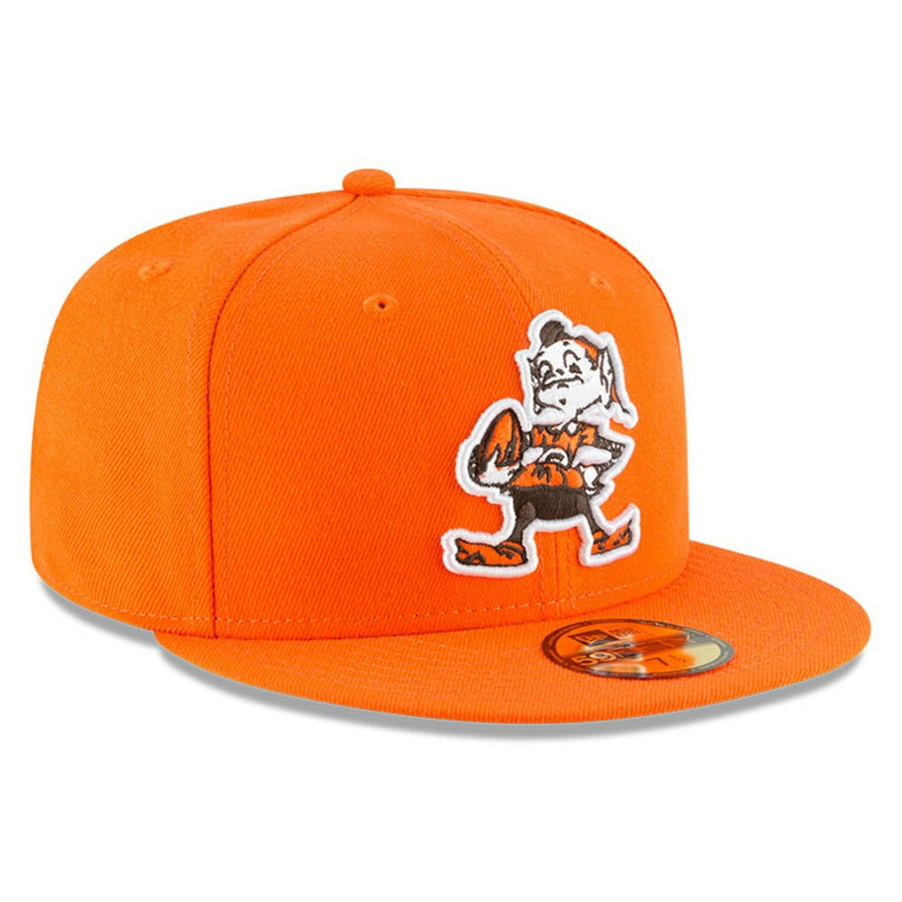 Cleveland Browns New Era Omaha Brownie The Elf Throwback 59FIFTY Fitted Hat Orange