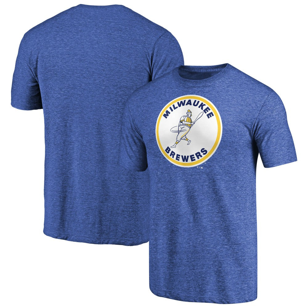 Milwaukee Brewers Cooperstown Collection Forbes Tri-Blend T-Shirt - Heathered Royal T-shirts