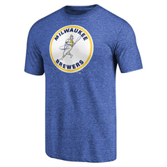 Milwaukee Brewers Cooperstown Collection Forbes Tri-Blend T-Shirt - Heathered Royal T-shirts